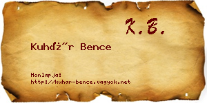 Kuhár Bence névjegykártya
